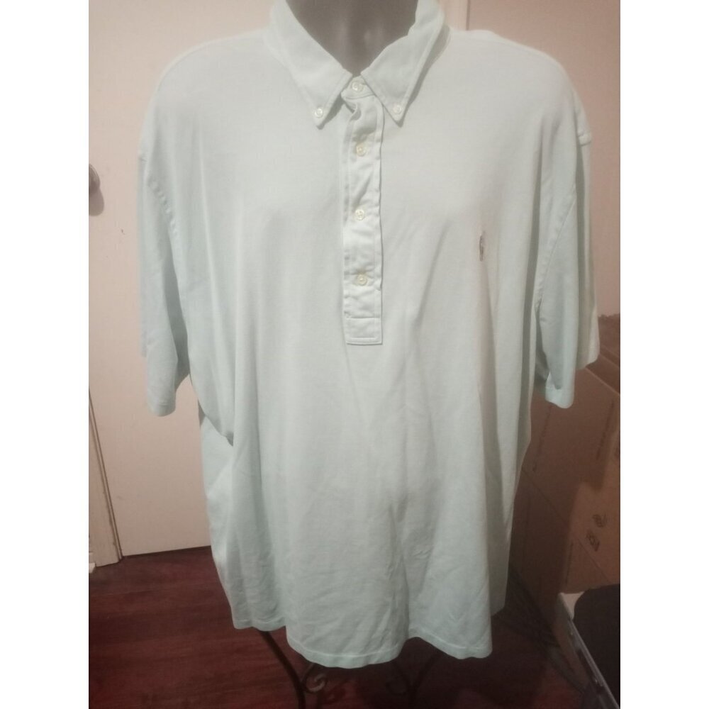 Ralph Lauren Polo Shirt Mens 3XL 3XB Blue Knit Oxford Short Sleeve Polo Shirt